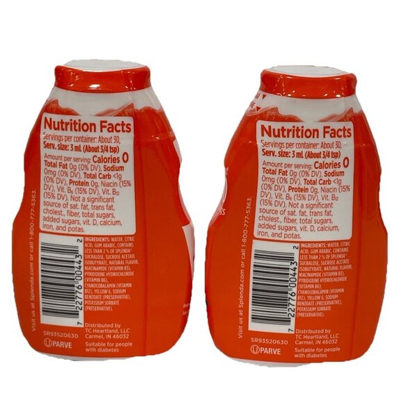 Splenda Liquid Water Enhancer Mandarin Orange Lot Of 2 Bottles 3.11 Oz 92 ml - Picture 2 of 4